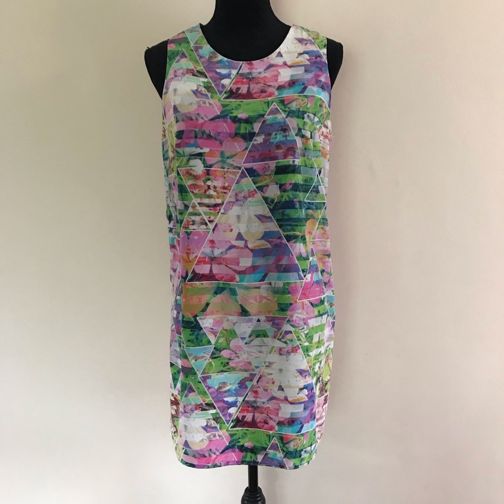 Amanda Uprichard floral geometric silk dress sz m